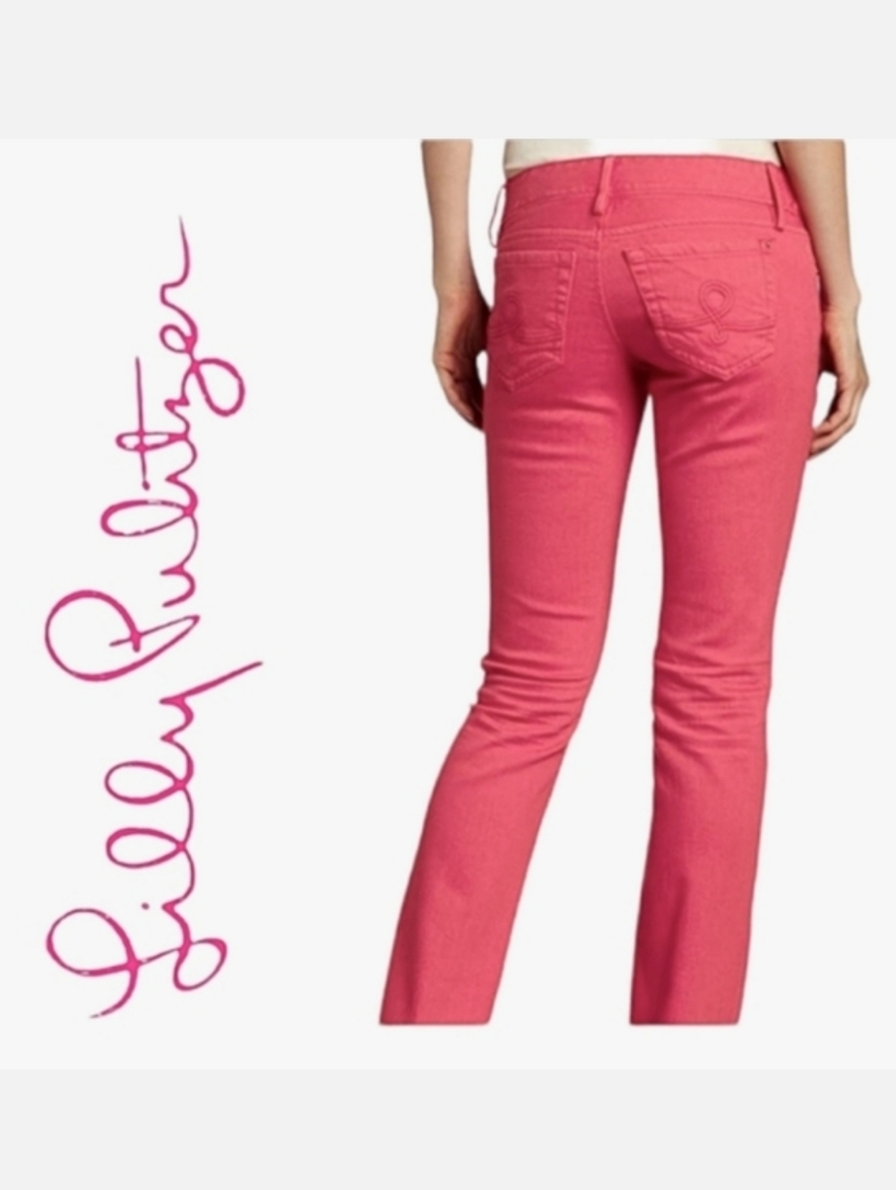 Lilly Pulitzer Straight Leg Jean Main Line Coral Pink Size 0
